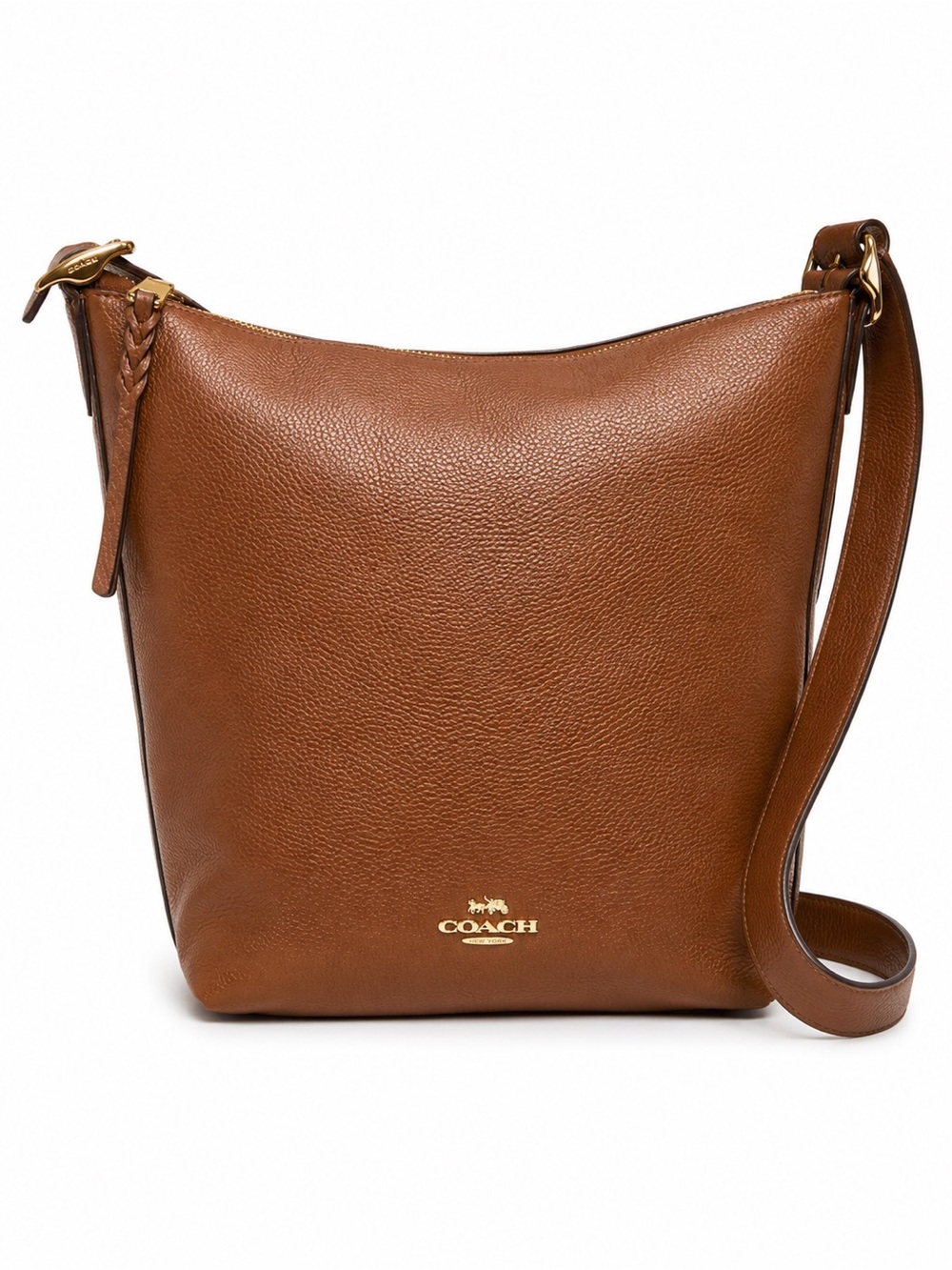 Coach Pennie Shoulder Bag Saddle Brown Pebble Leather Crossbody C2818 Medium